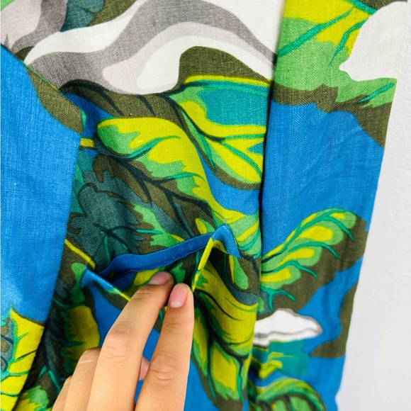 Ellen Tracy Lina Allard Linen Tropical Floral Blue Blazer Skirt Set - Picture 6 of 15